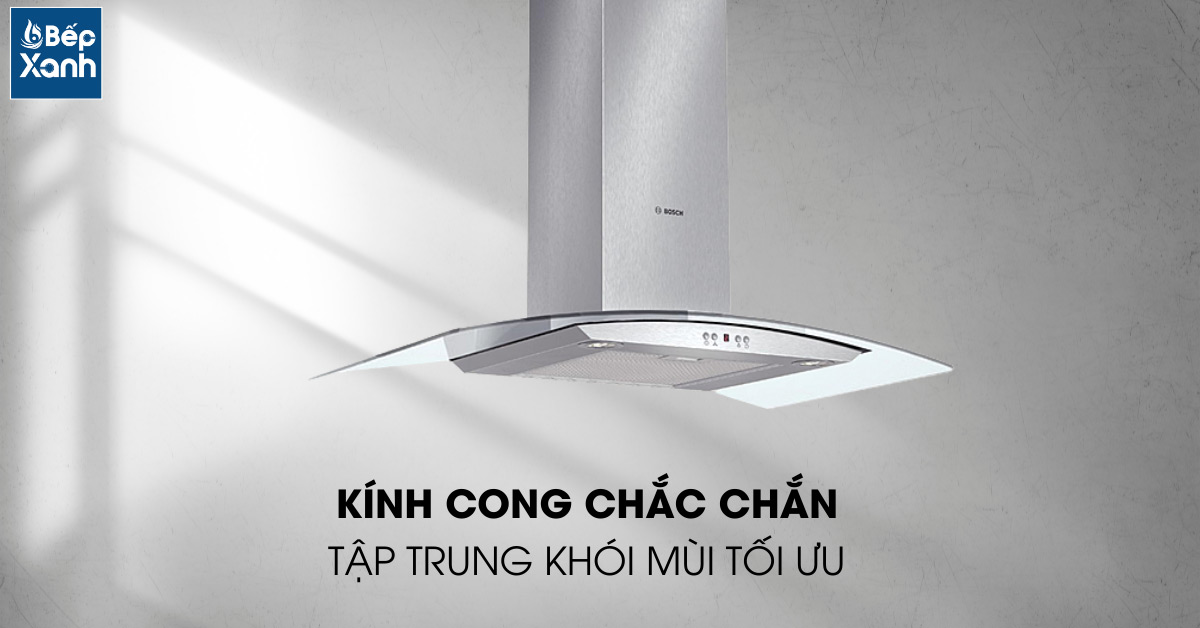 Mặt kính cường lực bền đẹp của máy hút mùi áp tường DWA07E651