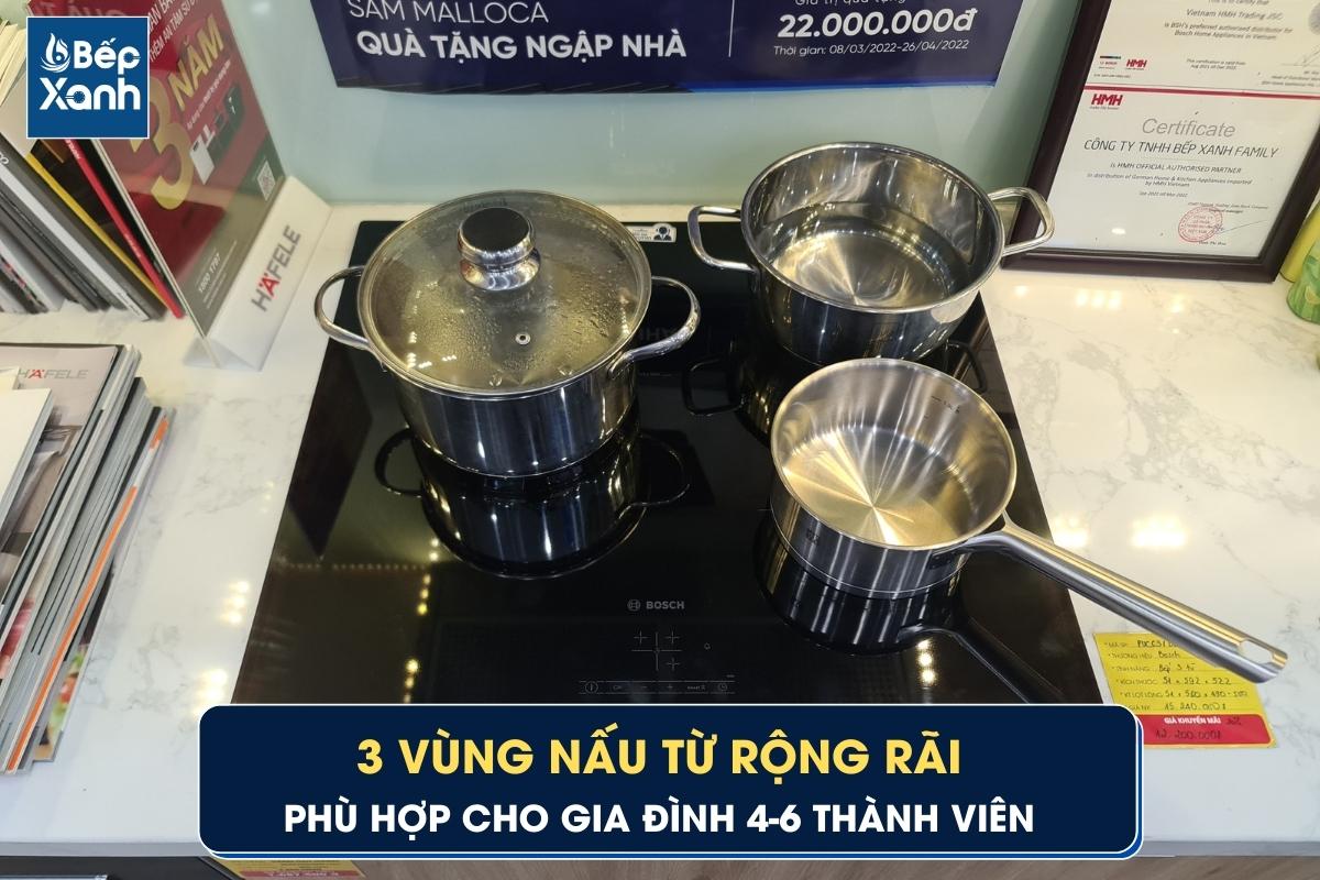 3 vùng nấu rộng rãi có thể nấu cùng lúc 3 món