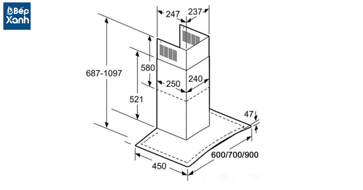Thông số kỹ thuật của máy hút mùi Bosch DWA09E651