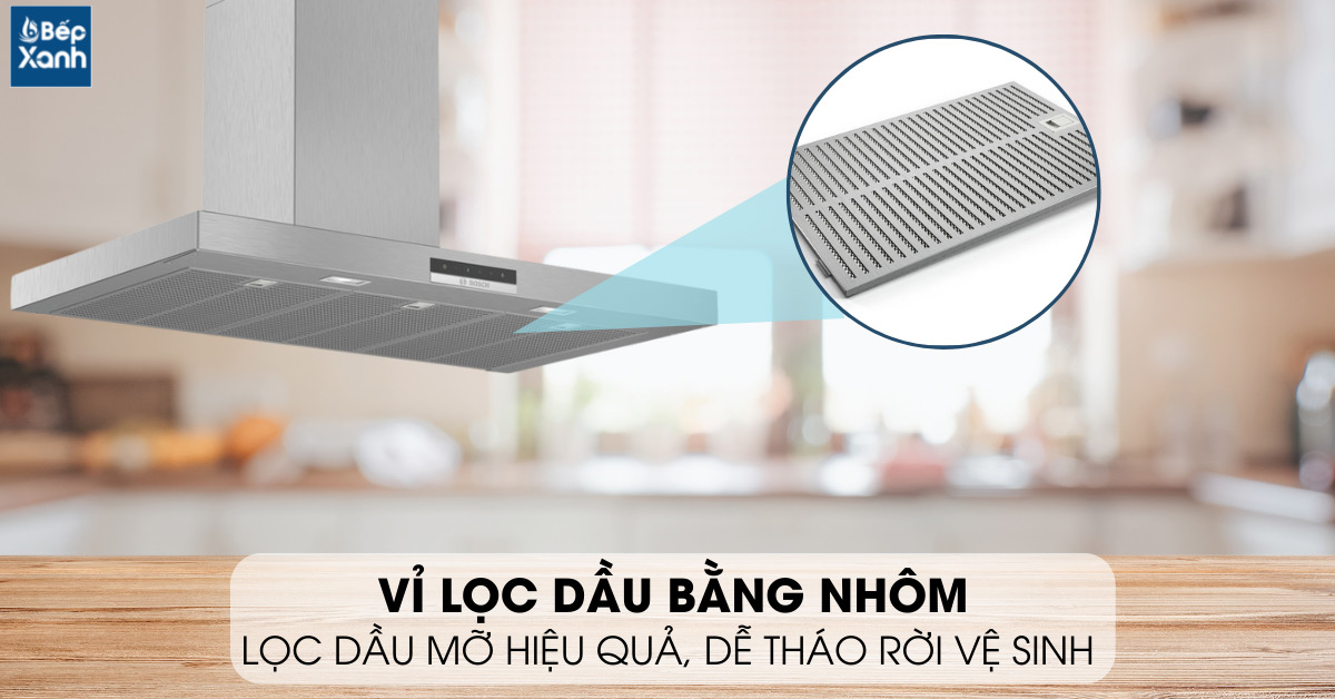 Hút mùi Bosch HMH.DWB97DM50B có lưới lọc bằng nhôm