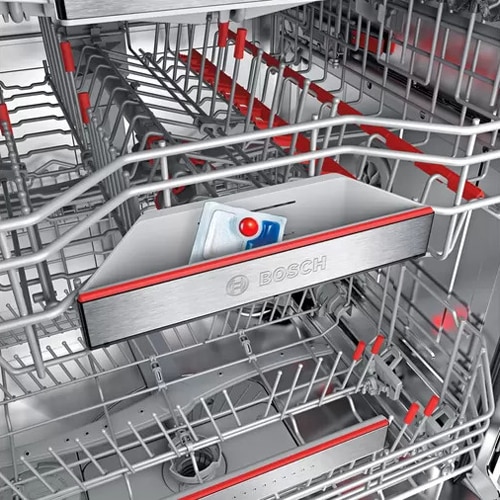 Máy rửa bát độc lập Bosch SMS4HVW33E-Serie 4 12 Hỗ trợ định lượng đảm bảo kết quả tối ưu bằng cách hòa tan viên tẩy rửa một cách hiệu quả.