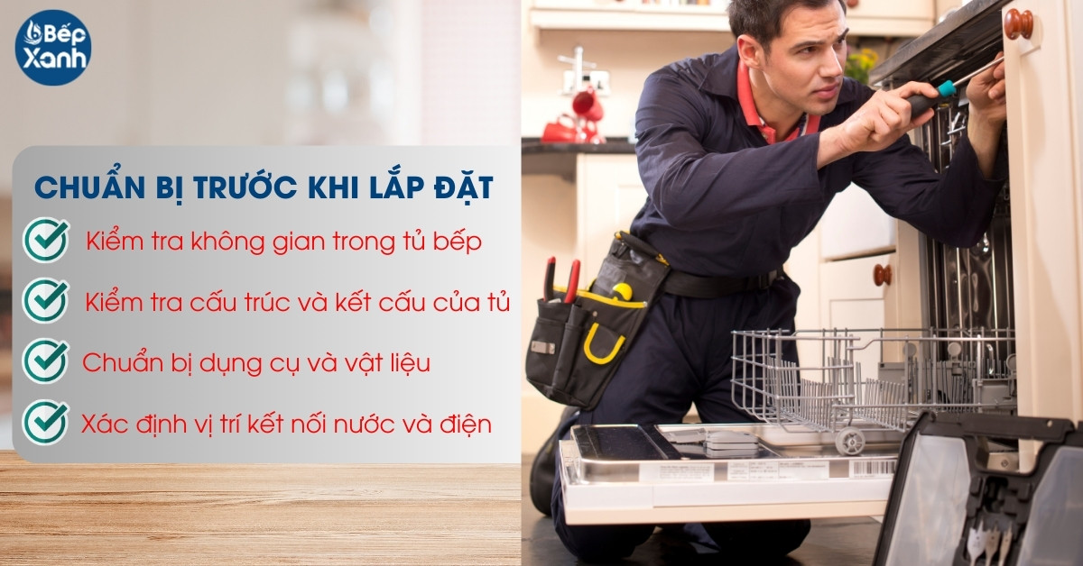 Trước khi lắp đặt máy rửa bát âm tủ Bosch