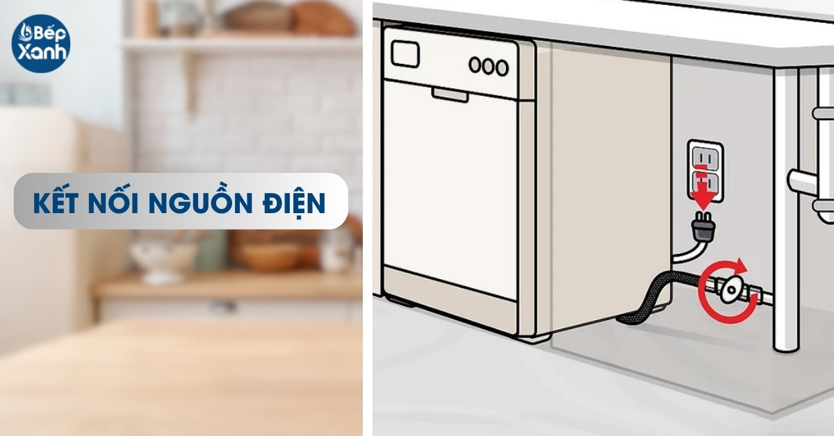 Kết nối nguồn điện cho máy rửa bát âm tủ Bosch