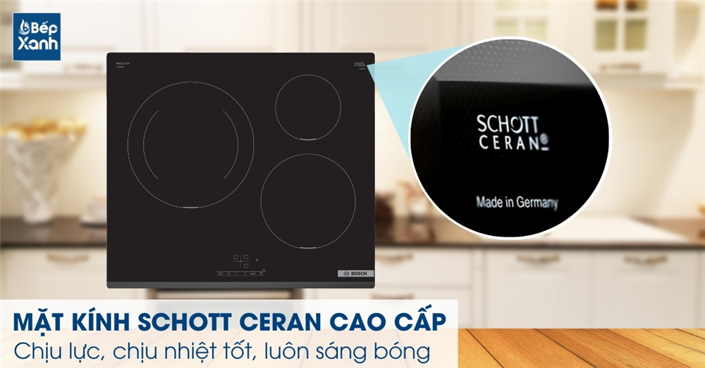 Mặt kính Schott Ceran cao cấp trên bếp điện từ Bosch
