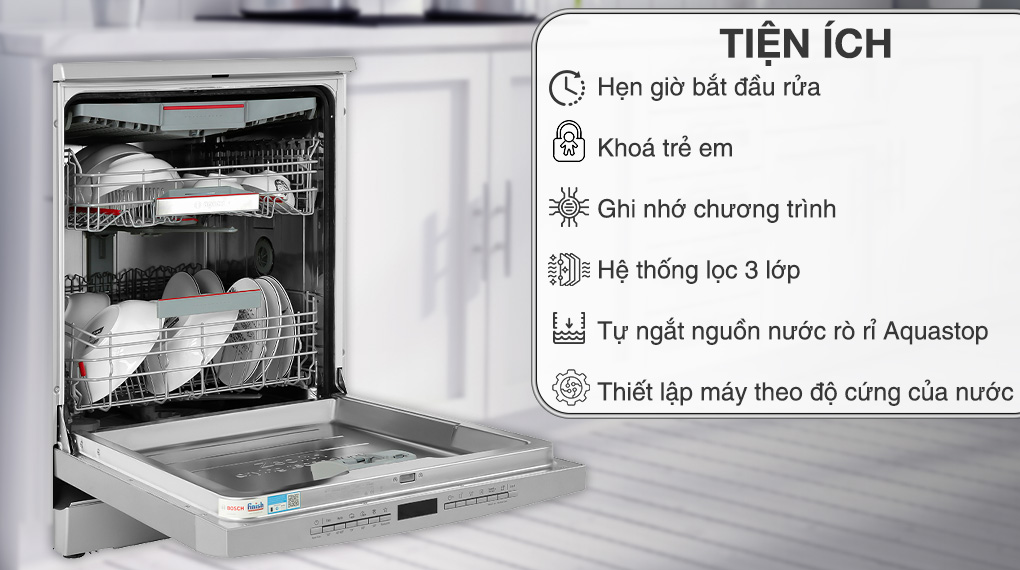 Tiện ích Máy rửa chén độc lập Bosch SMS6ZCI08E